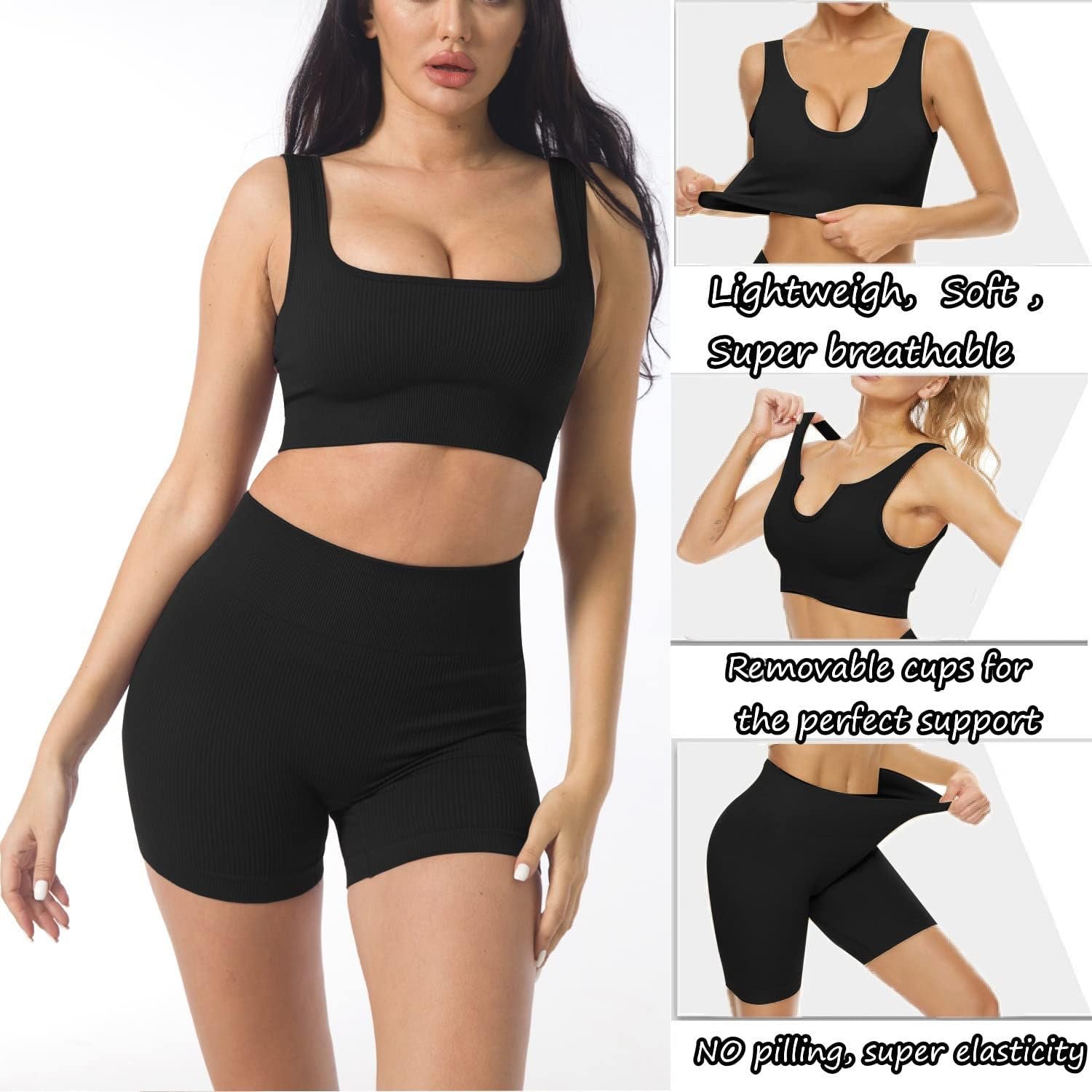 Workout Sets for Women 2 Piece, Cute YOGA Workout Set, Two Piece Workout Outfits,2 Pack